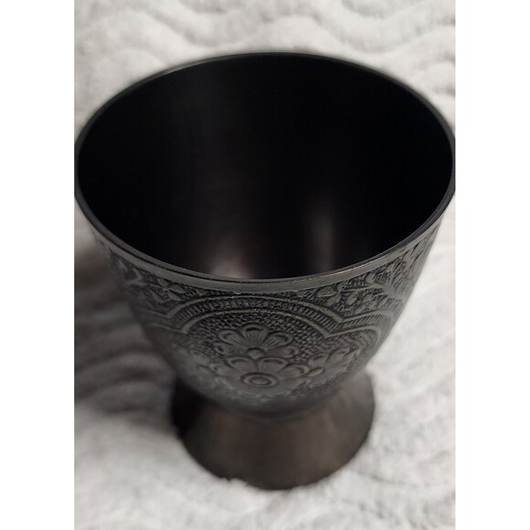 BEAUTIFUL Vintage 3pc BRONZE AntiqueBrass ETCHED 5"TrinketBox Lid 4"Saucer INDIA - Picture 14 of 16